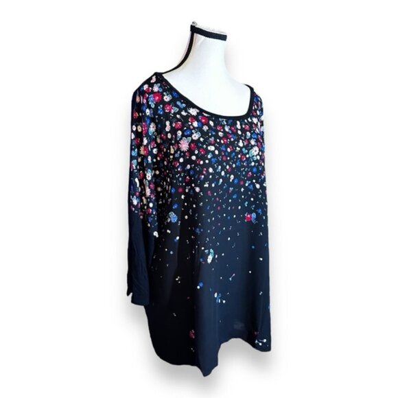 Women’s 2X Reitmans Relaxed Fit 3/4 Sleeve Ascending Floral Pattern Silk Screen - Picture 7 of 8